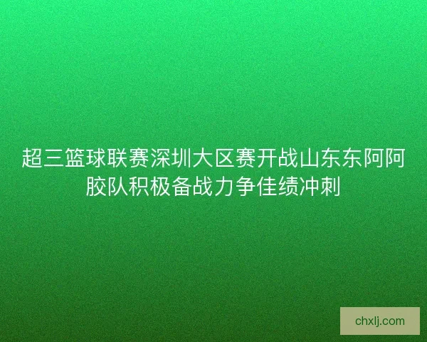 超三篮球联赛深圳大区赛开战山东东阿阿胶队积极备战力争佳绩冲刺